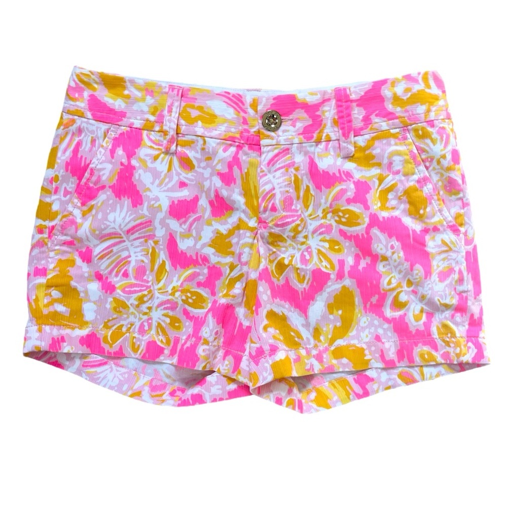New Lilly Pulitzer Kir Royal Pink Ooh LaLa Callahan Twill Shorts Size 00 NWOT